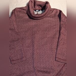 Maroon Herringbone Turtleneck Sweater. Lands End. 2x